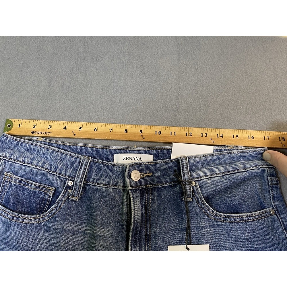 NWT Zenana Women's Size 31 High Rise Wide Leg Baggy Jeans Whiskered Med Wash - Picture 8 of 13
